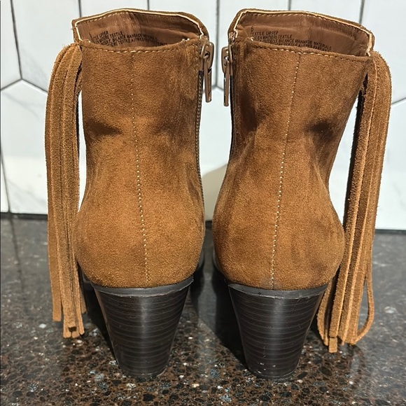 Mossimo Women's Fringe Ankle Boots Booties Side Zipper Brown Size 6 - Picture 4 of 9